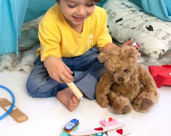 Toddler Pretend Play Doctor Kit, Handmade Medical Bag & Dr Tools
