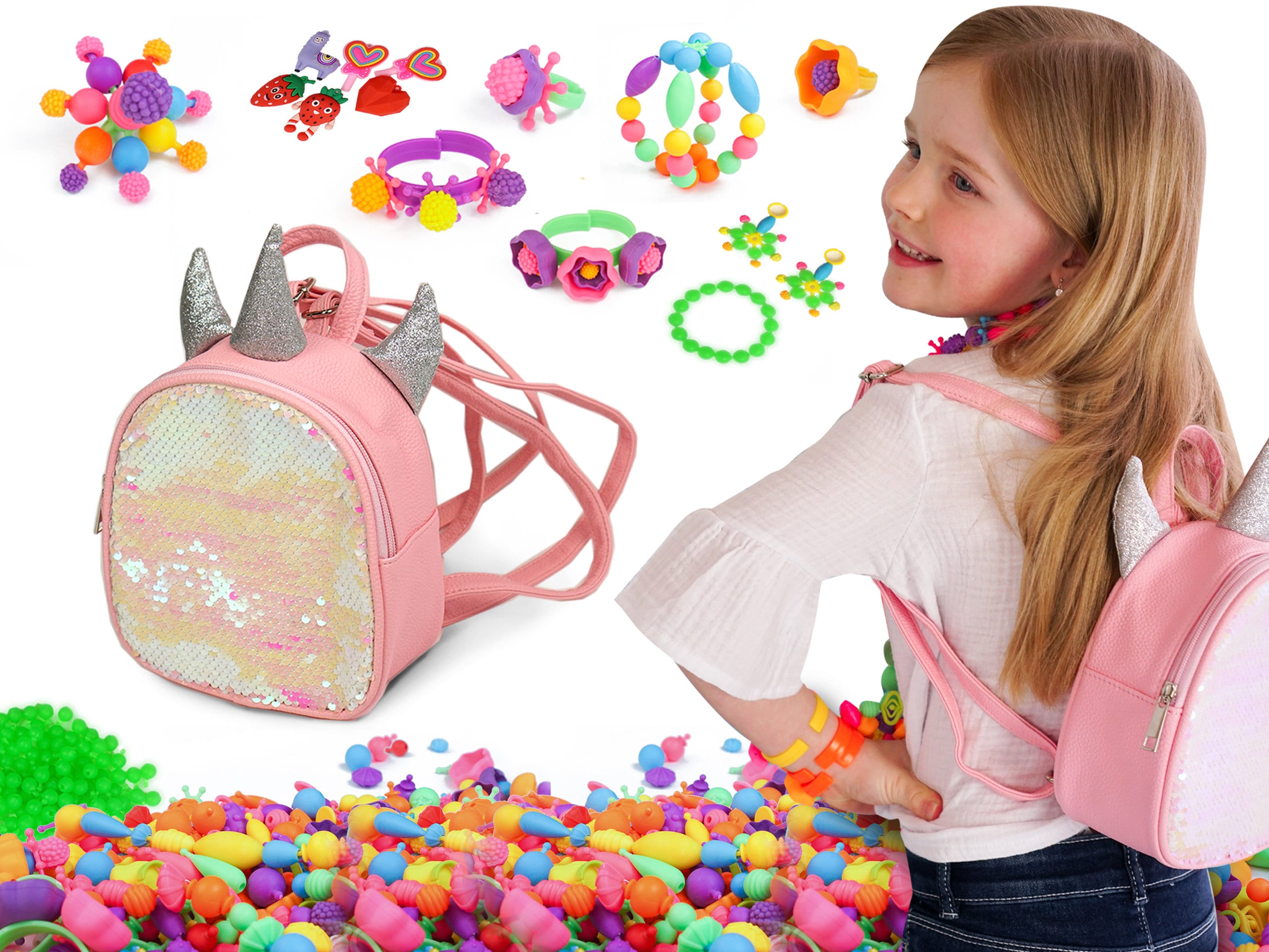 Regalo para niñas de 4, 5, 6 años, joyería para niñas, regalo de cumpleaños  para niños, regalo de Pascua para niñas, bolsa de unicornio de cuentas pop  para niños -  México