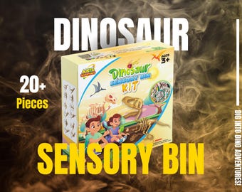 Dinosaur Excavation Sensory Bin with Magic Sand, and Magnifying Glass for Hands-on Learning, Ideal Christmas & Easter Gift for 3 4 5 6 Years