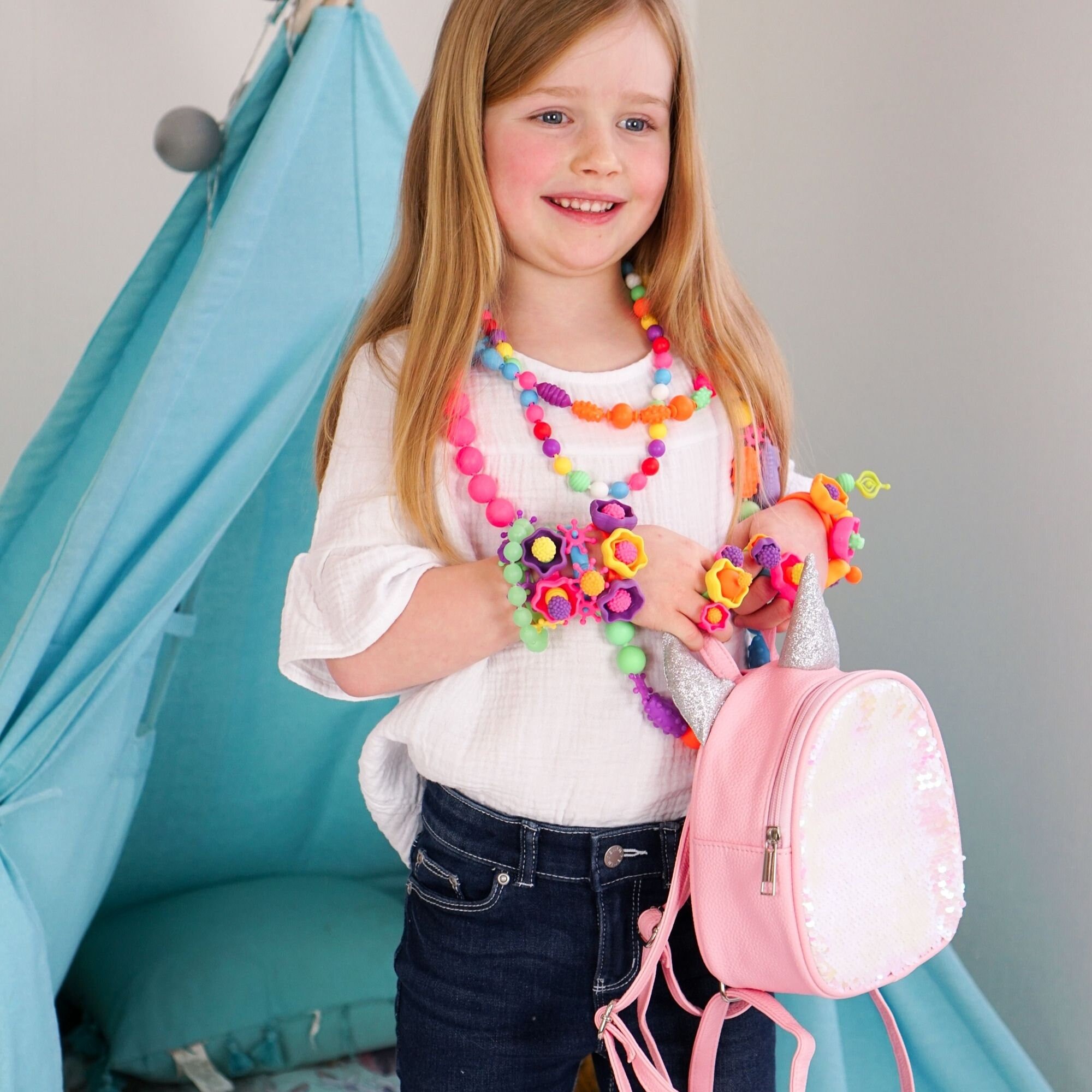 Colorful Sensory Jewelry Making Kit for Girls, Beading Set. Bracelet,  Necklace, Ring,christmas Kid Toy, 3, 4, 5, 6, 7, 8 Year Old Girl Gift. 