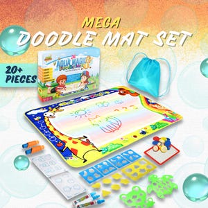 Extra Large Wipeable Drawing Mat: Water Painting Mat for Toddlers (28-Piece Set), Doodle Mat Kids Water Play Toy, Birthday Gift for Kids