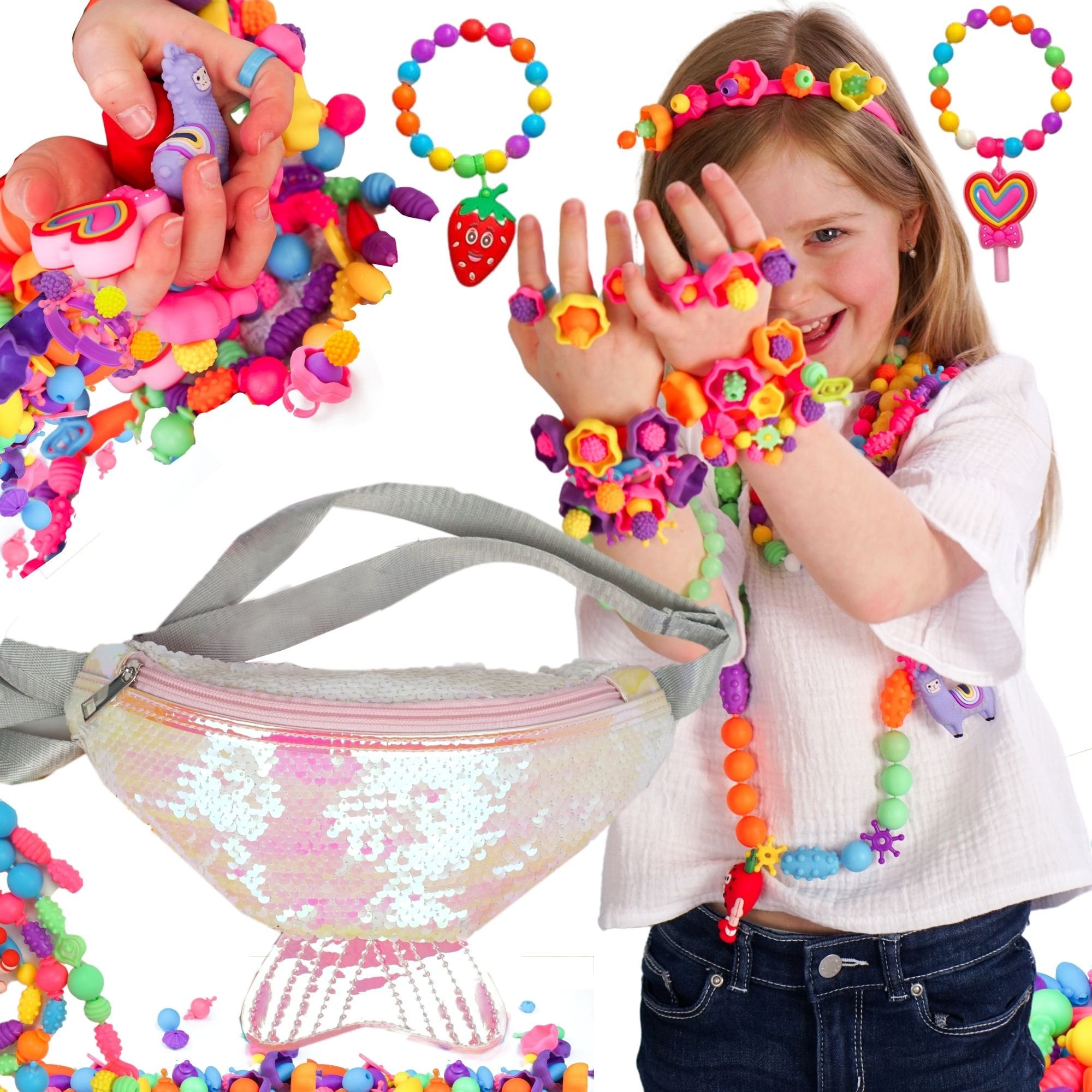 Toy Beads With Mermaid Hip Bag, 4 Year Old Girl Gift, 5 Year Old