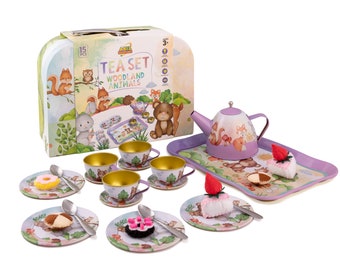 Easter Gift for Girls, Tea Set Pretend Play Toy, Woodland Animal Kids Toys, Children Christmas Toys Age 3, 4, 5 , 6, 7 Years Old Montessori