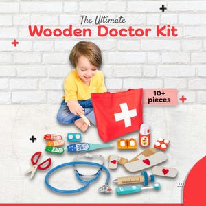 Kids Doctor Kit: Montessori Style Wooden Doctor Set for 3 4 5 6 Year Olds, Fine Motor Skills Game, Ideal Christmas & Easter Gift for Kids