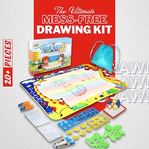 Water Doodle Mat: Mess Free Coloring Mat for Kids, Wipeable Drawing Mat, Ideal Christmas & Easter Gift for 3 4 5 6 Year Olds