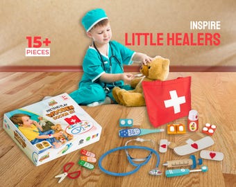 Montessori Wooden Doctor Kit, Pretend Play Medical Set