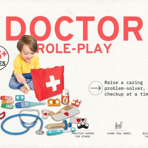 High-Quality Wooden Doctor Play Set, Montessori Doctor Role Play for Fine Motor Skills, Ideal Christmas & Easter Gift for 3 4 5 6 Year Old