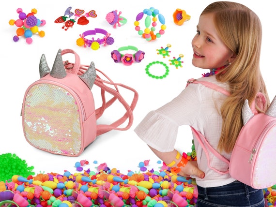 Kit de fabrication de bijoux, Sac à dos rose licorne, Cadeaux pour petites  filles de 4, 5, 6 ans, Collier de jouets, Bague, Kit de fabrication de bracelets  pour enfants Cadeau -  France