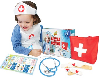 Montessori Toy for Toddlers, Interactive Doctor Kit for Kids Age 3, 4, 5, 6. Working Stethoscope for preschoolers, Dress up Christmas toy