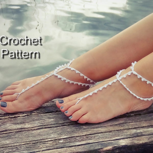 Crochet PATTERN, PDF TUTORIAL easy barefoot sandals, summer beach boho wedding bridal yoga anklet, beginner barefoot sandles crochet pattern