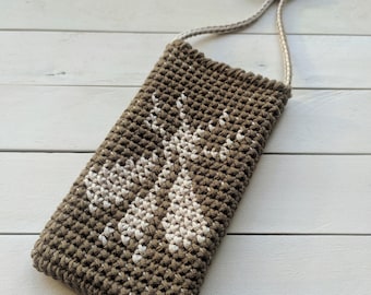 Crochet Phone Bag PATTERN: Crossbody Purse, Phone Pouch, Phone Sleeve, Phone Cover, Easy Crochet Bag Patterns, Small Butterfly Bag, Boho Bag