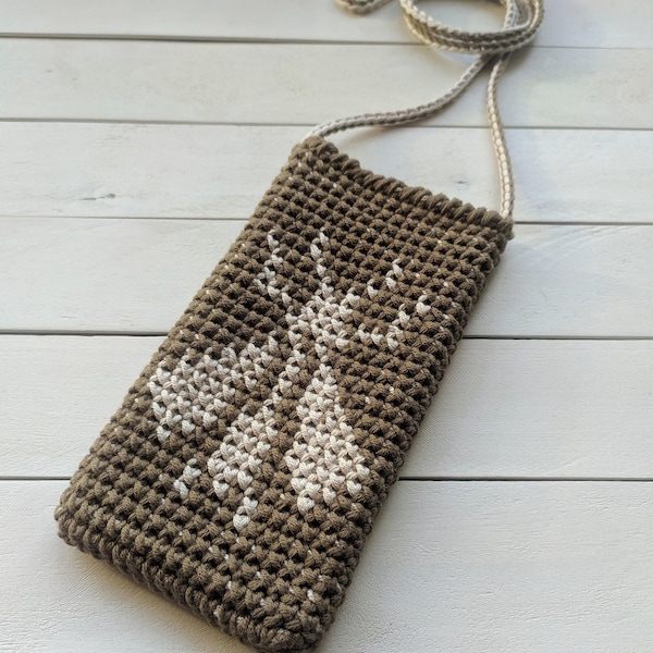 Crochet Phone Bag PATTERN: Crossbody Purse, Phone Pouch, Phone Sleeve, Phone Cover, Easy Crochet Bag Patterns, Small Butterfly Bag, Boho Bag