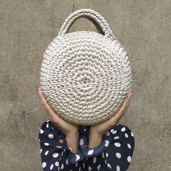 Crochet bag pattern, crochet handbag pattern, purse crochet pattern, crochet tote patterns, easy women crochet round rope bag pdf tutorial
