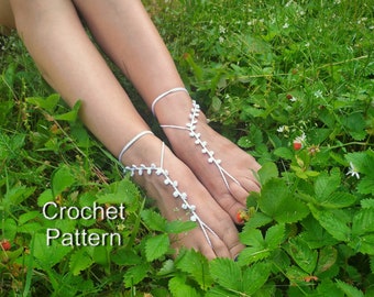 Crochet PATTERN for barefoot sandals- easy beginner summer beach minimalist anklet pattern, soleless shoes pattern, barefoot wedding sandals