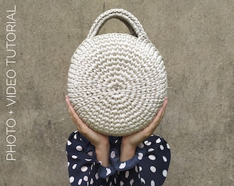 Crochet bag pattern, crochet handbag pattern, purse crochet pattern, crochet tote patterns, easy women crochet round rope bag pdf tutorial