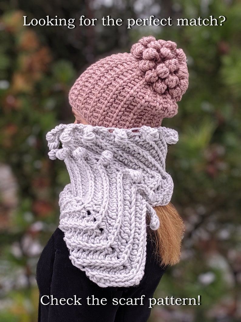 Crochet beanie PATTERN, crochet hat pattern, crochet pom pom beanie for baby kids girls adults, cute winter beanie pattern with chunky yarn image 4