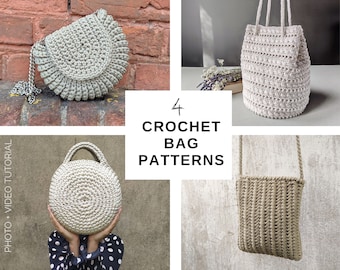 Crochet Pattern Bundle, Crochet Bag Patterns PDF, Crochet Purse Pattern, Crochet Handbag Pattern, Crochet Tote Bag Pattern, PDF Bag Pattern