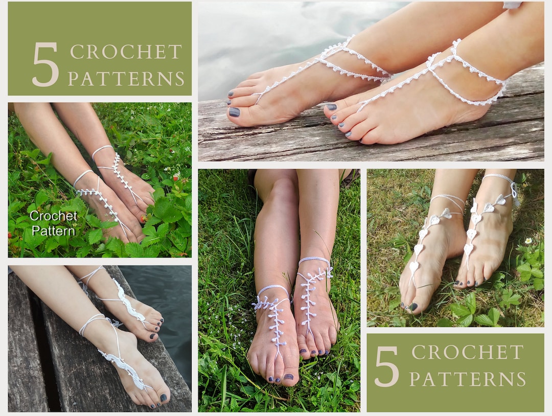Crochet Barefoot Sandals Patterns: Boho Beach Yoga Wedding Anklets - Etsy