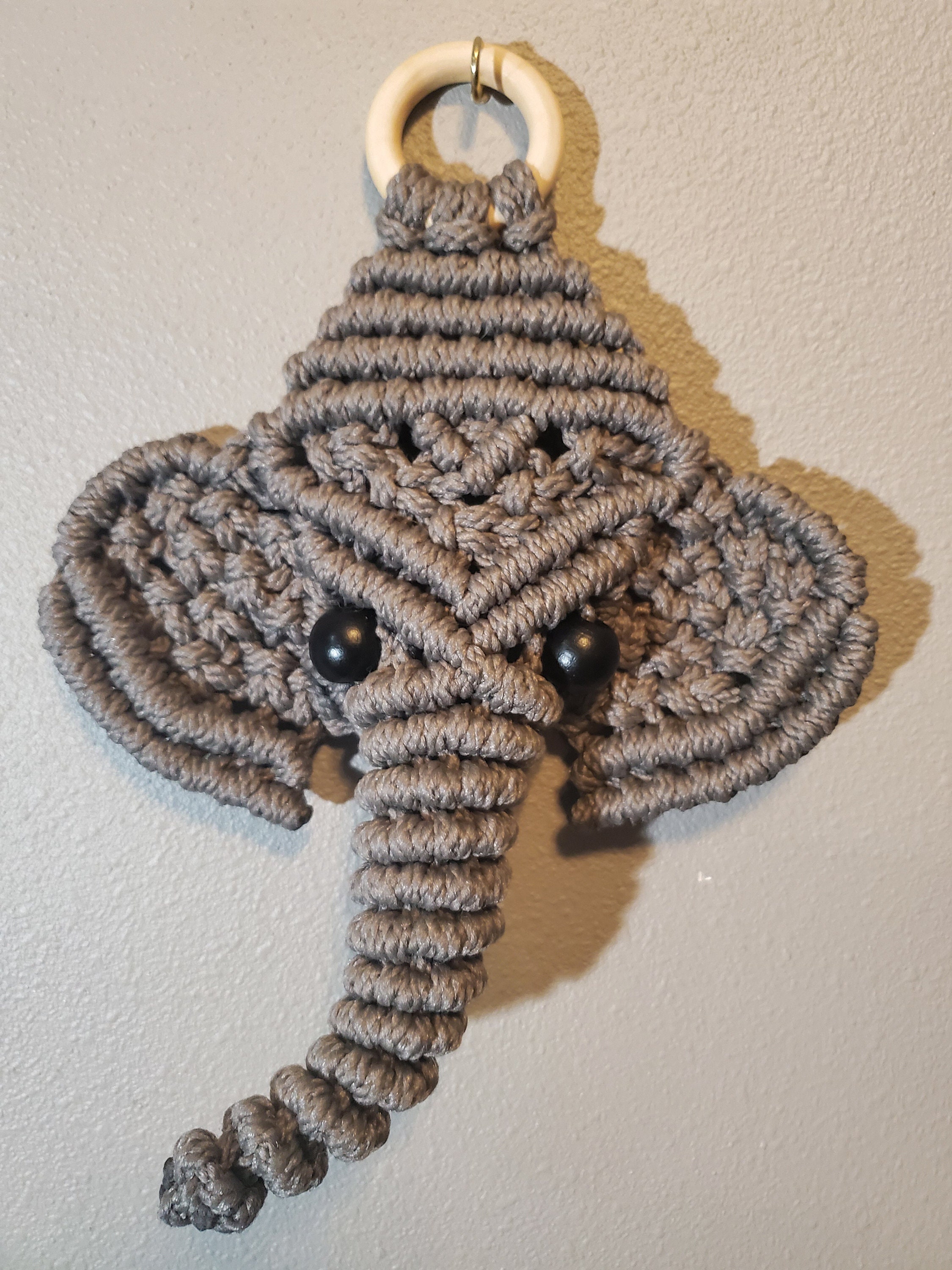 Macrame Elephant Hanging Decor Etsy