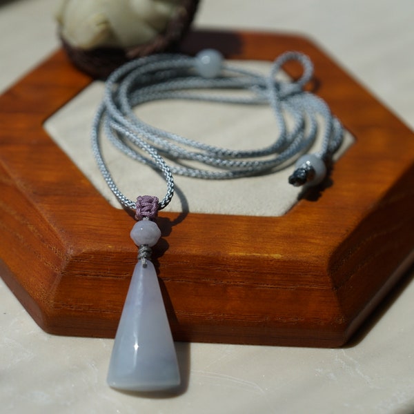 Natural Grade-A glutinous ice light Purple (lavender)  jadeite pendant necklace,gift,Burmese Jadeite,Ready To Ship,No.NP028