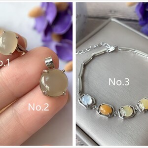 Natural Grade-A ice light yellow Jadeite S925 silver ring, pendant and bracelet,Burmese Jadeite,Ready To Ship,No.SP014 image 1
