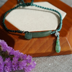 Pendentif jadéite dragon vert glace naturel de grade A et bracelet pendentif gourde, nouage chinois traditionnel, cadeau, No.BP001