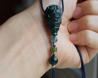Natural Grade-A Guatemala Jadeite darker blue dragon pendant necklace,Guatemala Jadeite,Ready To Ship,No.GN005