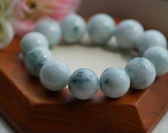 Natural Grade-A Floating flower Jadeite beads Bracelet, big beads(16-17MM), Gift, Jade Bracelet, Burmese Jadeite, made to order, No.BB002