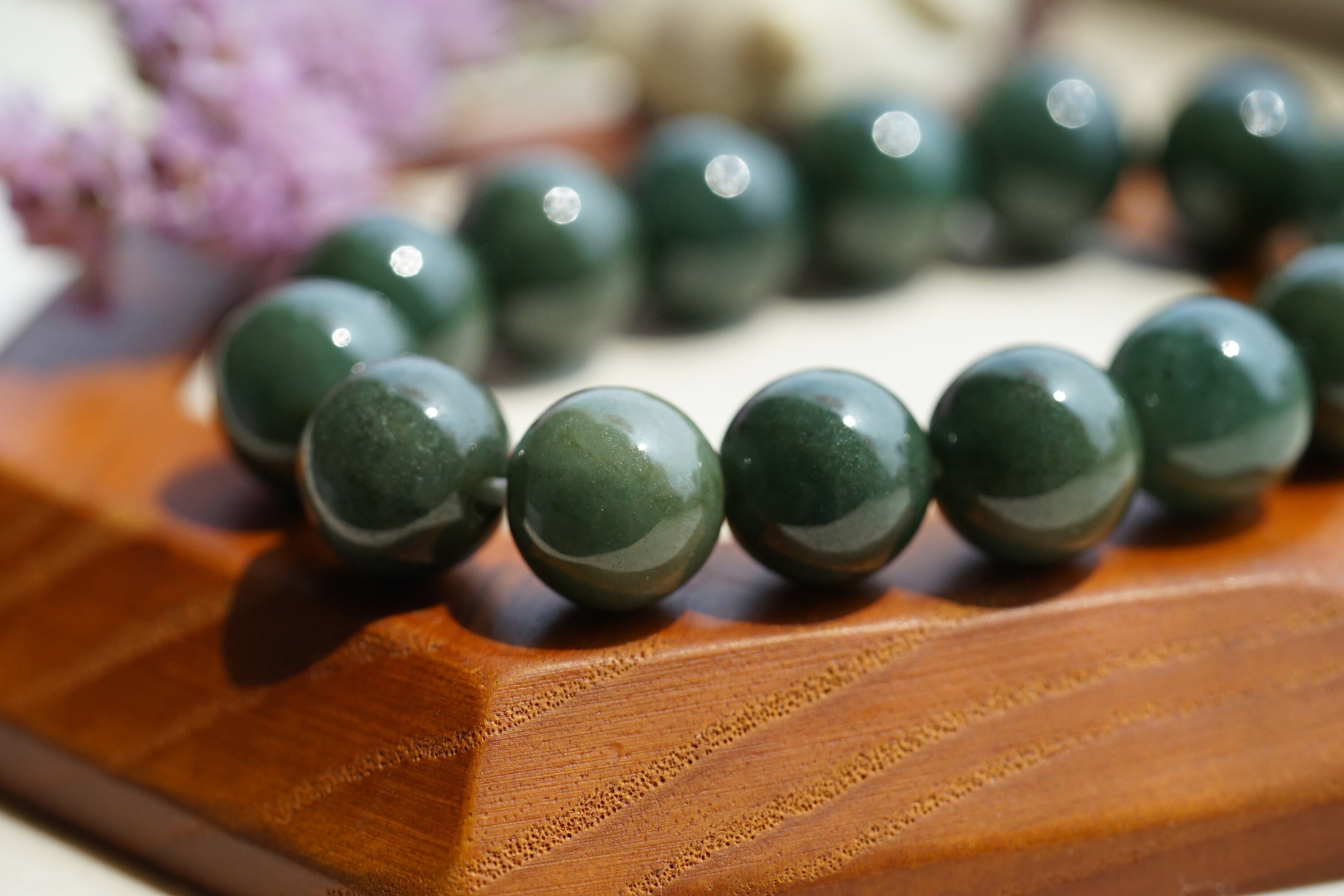 Natural Grade-a Dark Green Jadeite Beads Braceletbig - Etsy