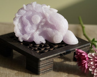 Natural Grade-A Jadeite hand-carved purple(lavender)  Cabbage (白菜 百财) ornaments, special, Gift, jade, only one, No.OI001