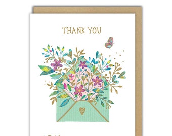 Envelope with Flowers LNQ0223 Thank You Card