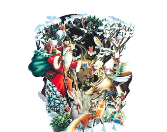 3D Pop Up Christmas Card: Santa's Woodland (XTW021)