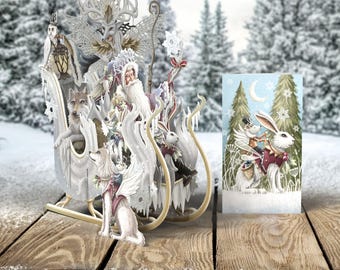 Paper D'Art Pop-Up Christmas Greeting Card - HARE RACING CHRISTMAS -PPDT-X-3D032