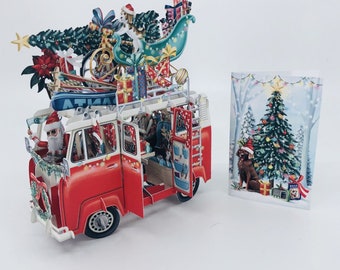 3D Pop Up Christmas Card: Santa's Camper (X3D023)