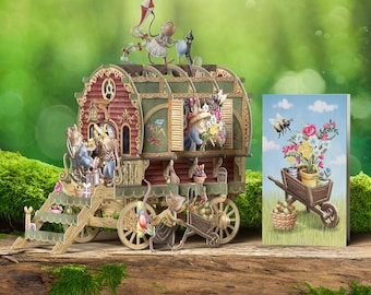3D Pop Up Card: Mouse Caravan (3D042)