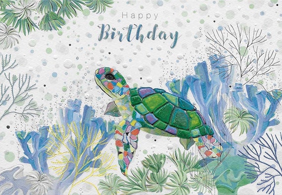 Carte De Joyeux Anniversaire Tortue De Mer Mo7175 Etsy