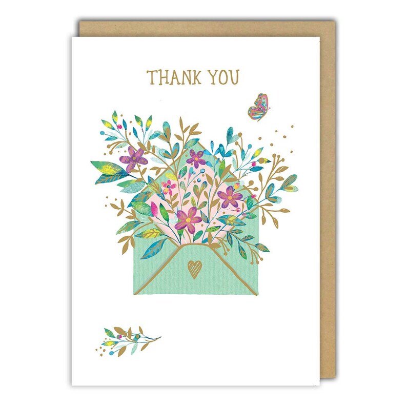 Envelope with Flowers LNQ0223 Thank You Card