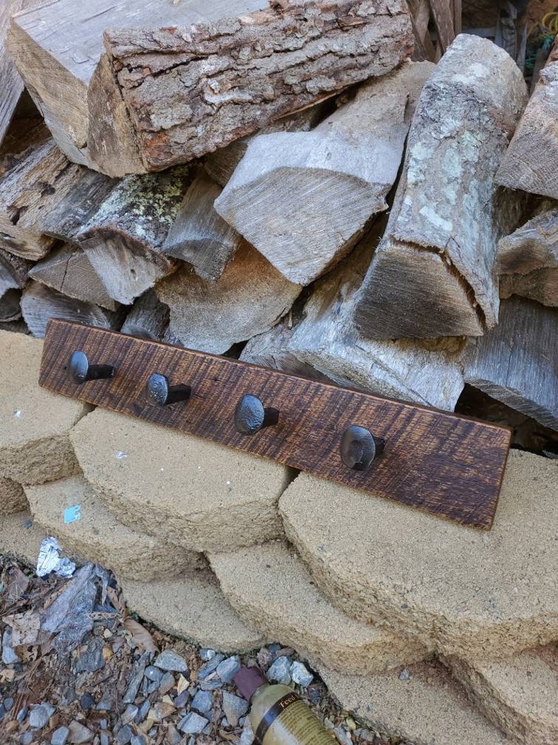 Reclaimed Wood Railroad Spike Coat Hanger|Rustic Coat Rack|Farmhouse Decor|Custom Wall Hanger|Handcrafted|Coat Holder|Coat Hanger|Vintage
