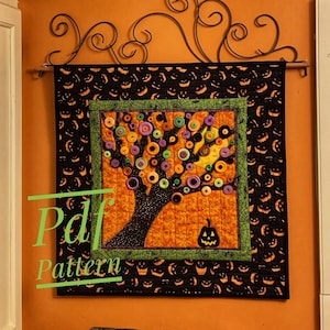 Halloween Wall Hanging Quilt Pattern, Halloween Art Quilt Pattern, Fall Decor Quilt Pattern, Autumn Wall Art, Small Wall Hanging Quilt Pdf