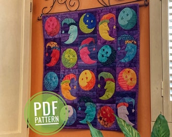 Moon Art Quilt Pattern: Celestial Wall Decor (PDF Pattern)