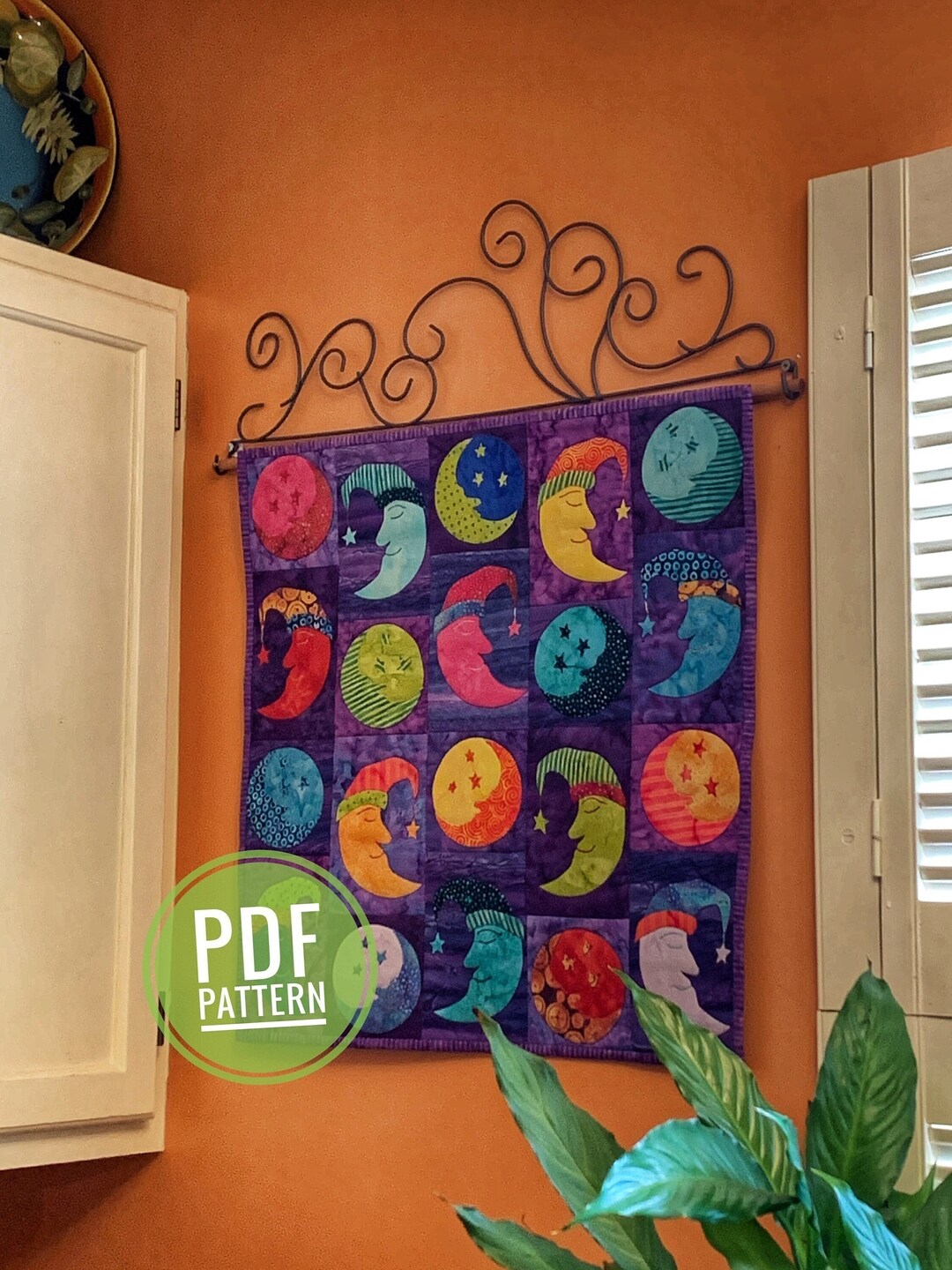 Moon Art Quilt Pattern, Celestial Quilt Pattern, Moon Wall Art Pattern ...