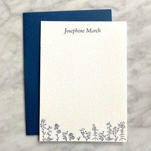Letterpress Personalisiertes Briefpapier, Wiese | Grußkarten, Klassisch, Floral, Wildblumen, A2, A7, Umschläge, Absenderadresse, Geschenk