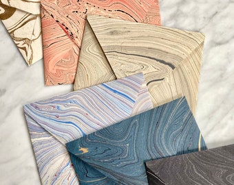 Marbled Paper Letterpress Stationery | Notecards, Envelopes, Thank You, Modern, A2, Marble, Metallic, Moth, Butterfly