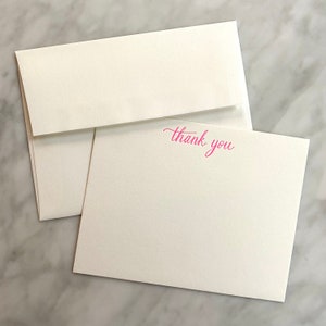 Neon Danke-Karten-Set | Letterpress, Grußkarten, Briefumschläge, Modern, A2, Grußkarte, Pink, Magenta, Fluoreszierend, Schrift, Kalligraphie