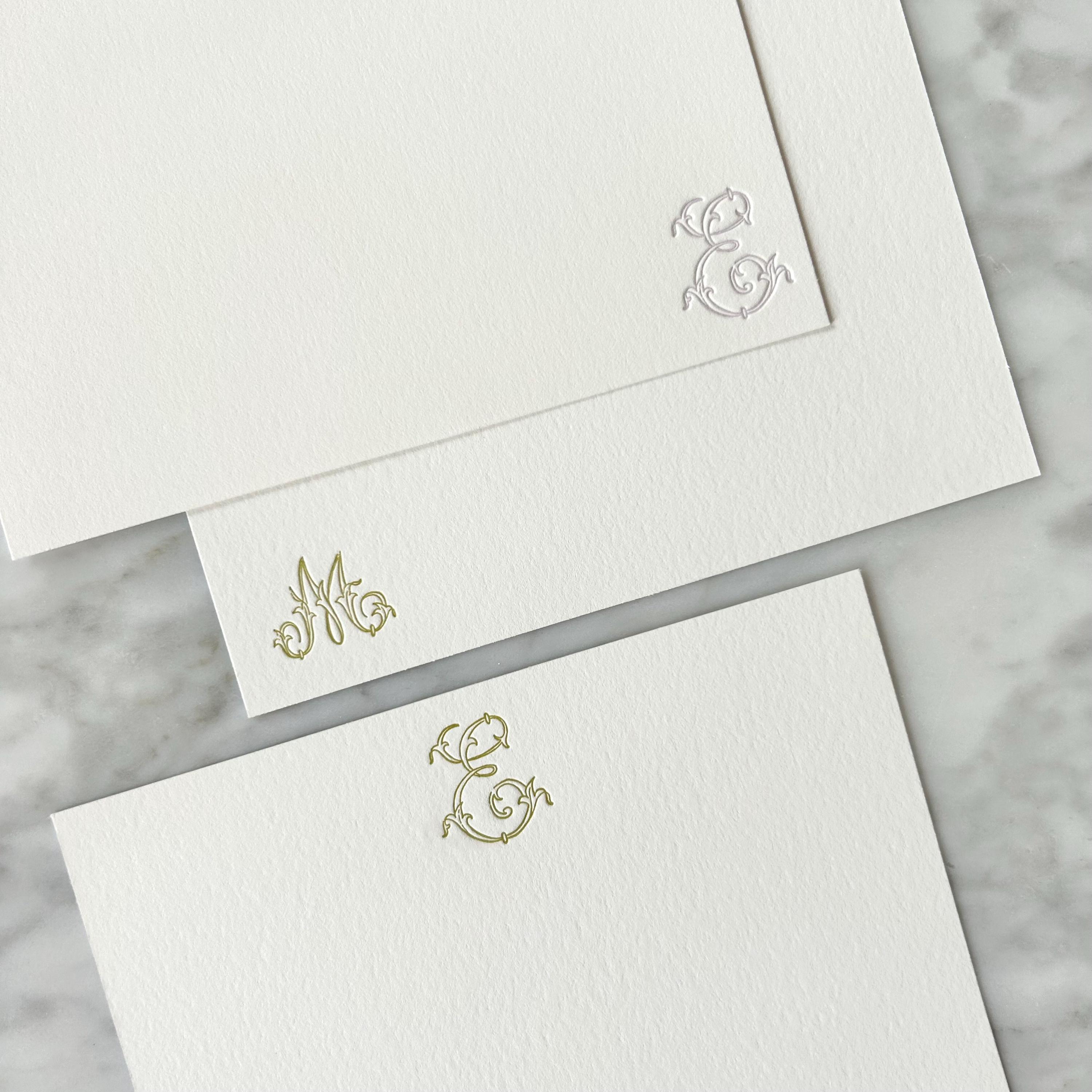 Letterpress Personalized Stationery, Flourish Monogram | Custom Flat ...