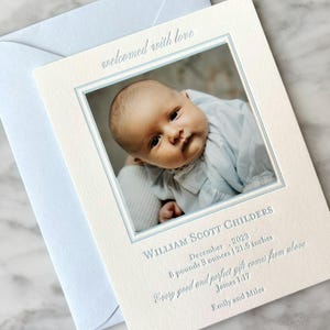 Letterpress Birth Announcement | Baby, Adoption, New Baby, Photo, A2, A7, Classic, Monogram, Return Address Included, Recipient Addressing