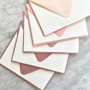 Boekdruk bedankkaartenset | Ombre, verloop, notitiekaarten, enveloppen, modern, A2, wenskaart, blush, blauw, oranje, groen
