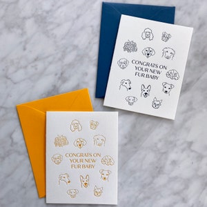 Fur Baby Letterpress Greeting Card Dog, Puppy, Pet Parent, Congratulations, Greeting Card Set, A2, Envelopes image 7