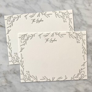 Papelaria de impressão tipográfica personalizada, borda de folhas | Vines, cartões de nota personalizados, envelopes, personalizado, exclusivo, presente, cartão de agradecimento
