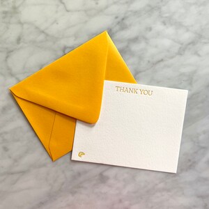 Letterpress Dankeskarten-Set | Croissant, Briefkarten, Umschläge, Modern, A2, Grußkarte, Gelb, Citrus
